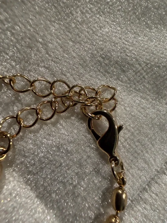 Gold Tone Layered Disc Necklace with Cascading Charms - Picture 6 of 11